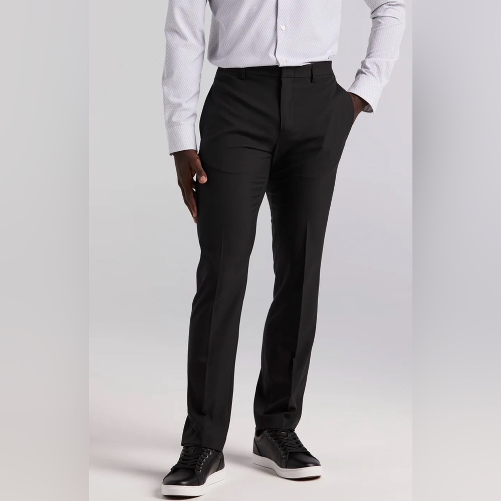 Perry Ellis Pant Men's 38x29 Black Flex Stretch Gripper Waist Slim Fit Water Rep